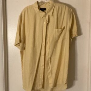 Vince Men's Casual Yellow Button Down Shirt